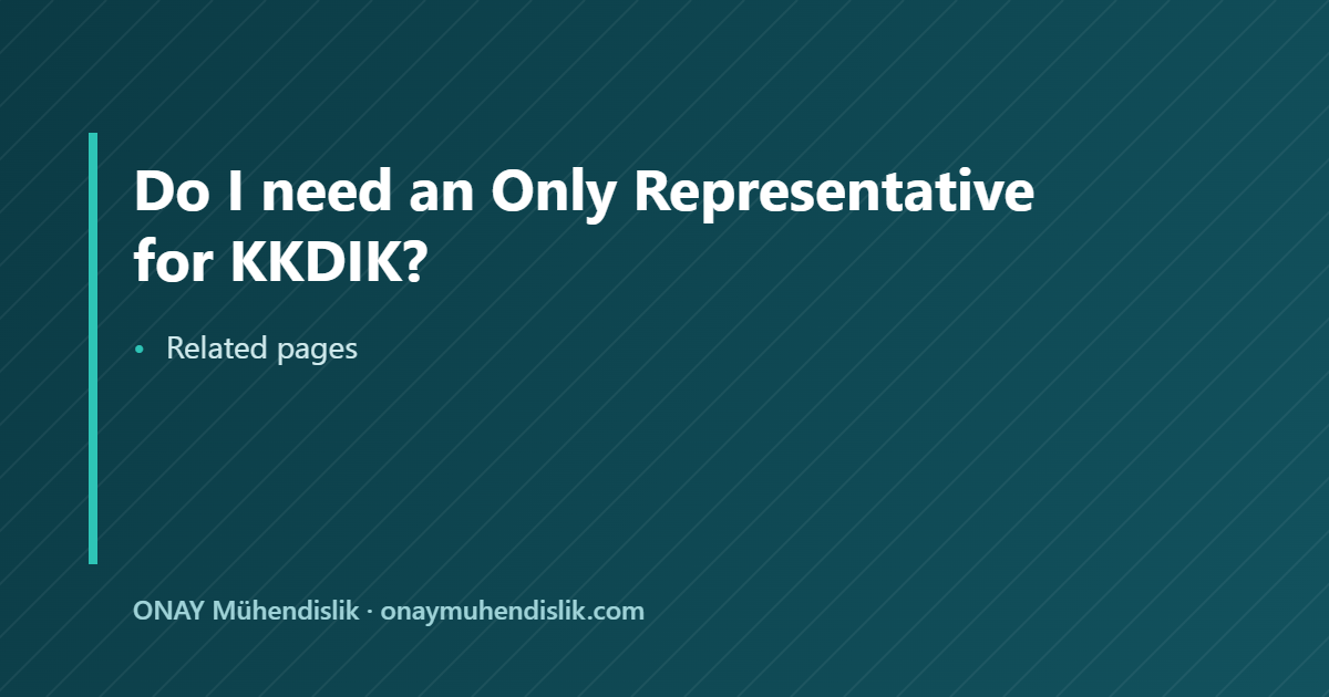 do I need an only representative — ONAY Mühendislik